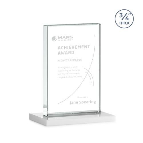 Awards and Trophies - Crystal Awards - Manhattan White  Rectangle Crystal Award