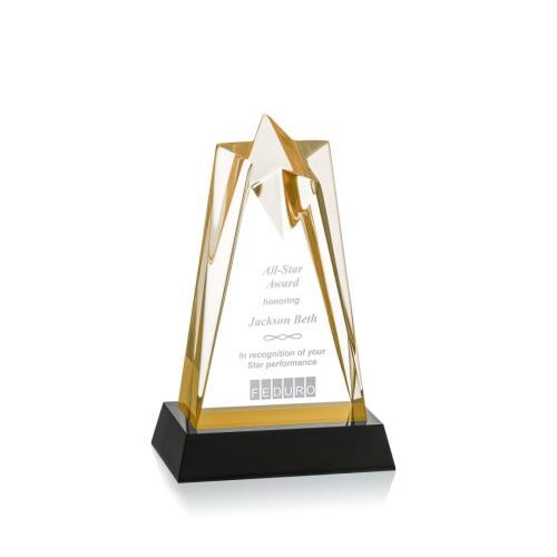 Awards and Trophies - Acrylic Awards - Rosina Gold On Base Star Acrylic Award
