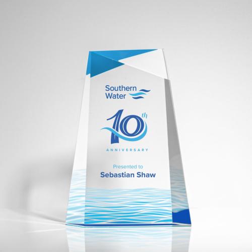 Awards and Trophies - Full Color Imprint - Blue Topaz Full Color Peaks Acrylic Award