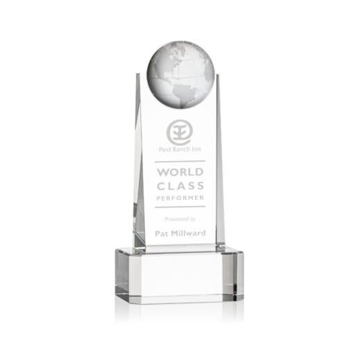 Awards and Trophies - Crystal Awards - Sherbourne Globe Clear on Base Towers Crystal Award
