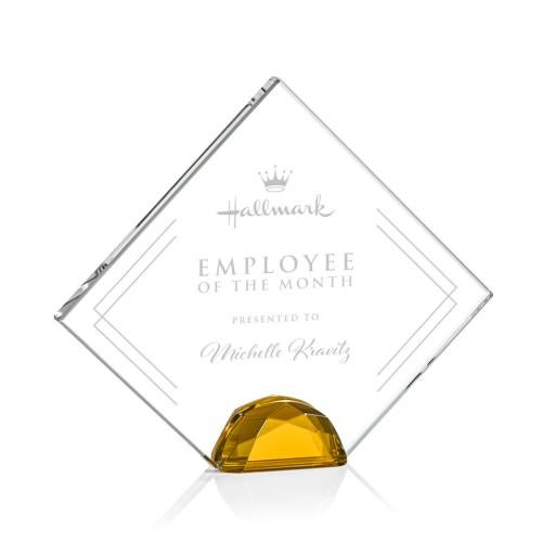 Awards and Trophies - Crystal Awards - Deerfield Amber  Diamond Crystal Award