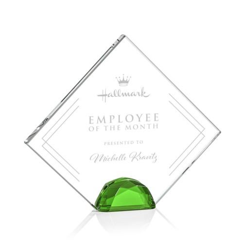 Awards and Trophies - Crystal Awards - Deerfield Green Diamond Crystal Award