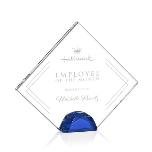 Awards and Trophies - Crystal Awards - Deerfield Blue Diamond Crystal Award