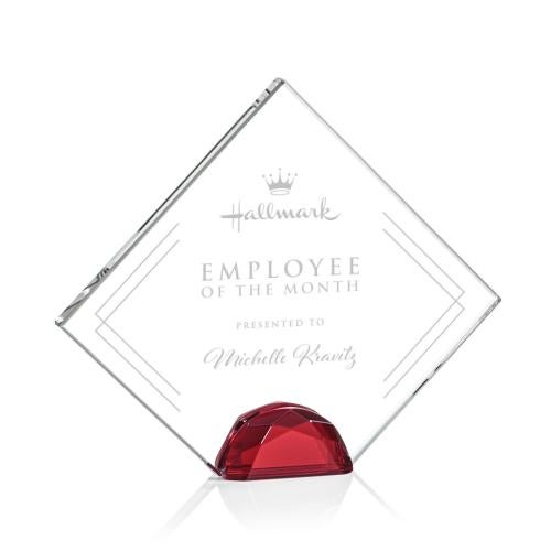 Awards and Trophies - Crystal Awards - Deerfield Red  Diamond Crystal Award