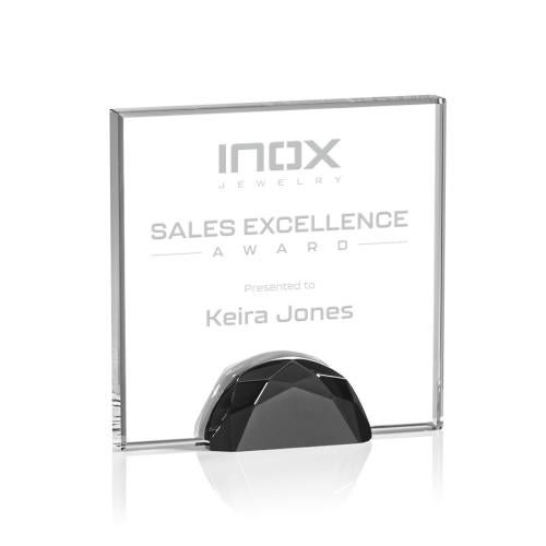 Awards and Trophies - Crystal Awards - Entwhistle Black Square / Cube Crystal Award