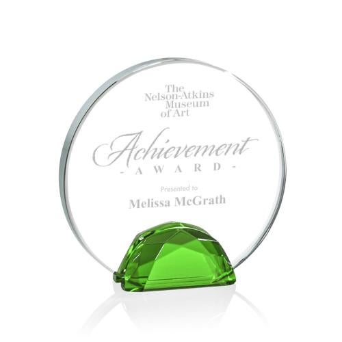 Awards and Trophies - Crystal Awards - Galveston Green Circle Crystal Award