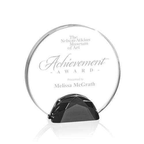 Awards and Trophies - Crystal Awards - Galveston Black Circle Crystal Award