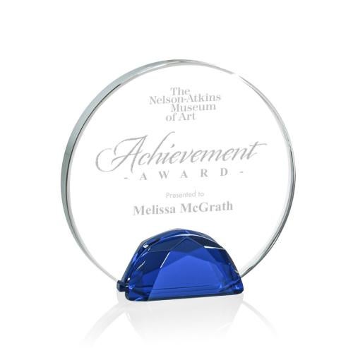 Awards and Trophies - Crystal Awards - Galveston Blue Circle Crystal Award