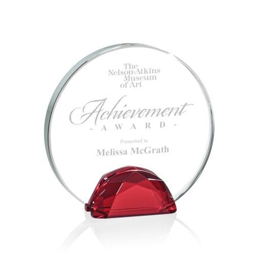 Awards and Trophies - Crystal Awards - Galveston Red Circle Crystal Award