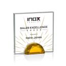 Entwhistle Full Color Amber  Square / Cube Crystal Award