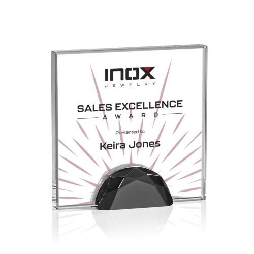 Awards and Trophies - Full Color Imprint - Entwhistle Full Color Black Square / Cube Crystal Award