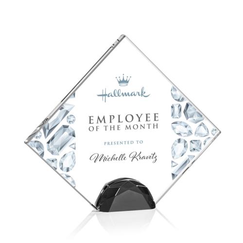 Awards and Trophies - Crystal Awards - Deerfield Full Color Black  Diamond Crystal Award