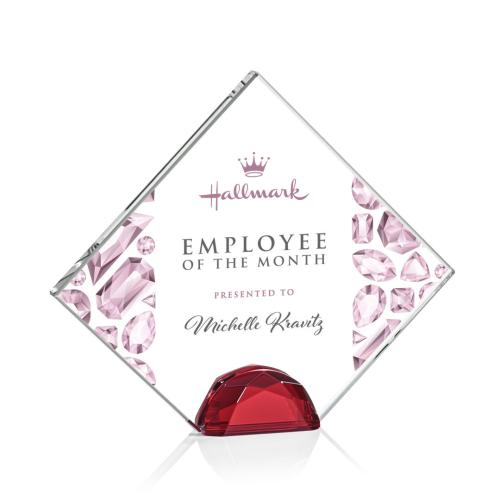 Awards and Trophies - Crystal Awards - Deerfield Full Color Red Diamond Crystal Award