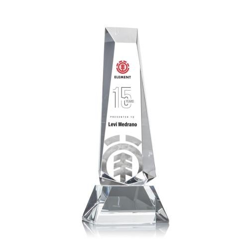 Awards and Trophies - Crystal Awards - Rustern Full Color Clear on Base Obelisk Crystal Award