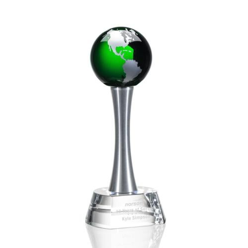 Awards and Trophies - Crystal Awards - Willshire Green  Globe Crystal Award