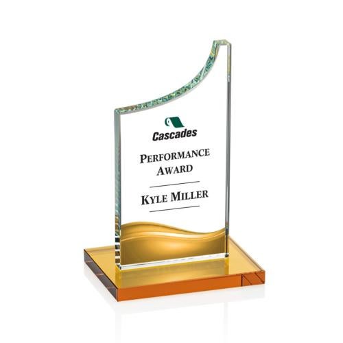 Awards and Trophies - Crystal Awards - Eden Full Color Amber Peaks Crystal Award