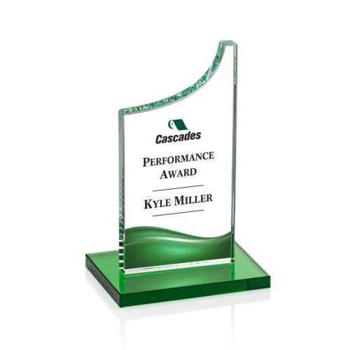Awards and Trophies - Crystal Awards - Eden Full Color Green Peaks Crystal Award