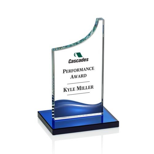 Awards and Trophies - Crystal Awards - Eden Full Color Blue  Peaks Crystal Award