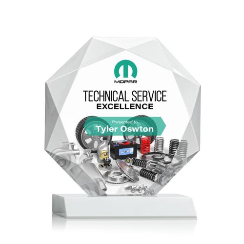 Awards and Trophies - Crystal Awards - Kitchener Full Color White Polygon Crystal Award