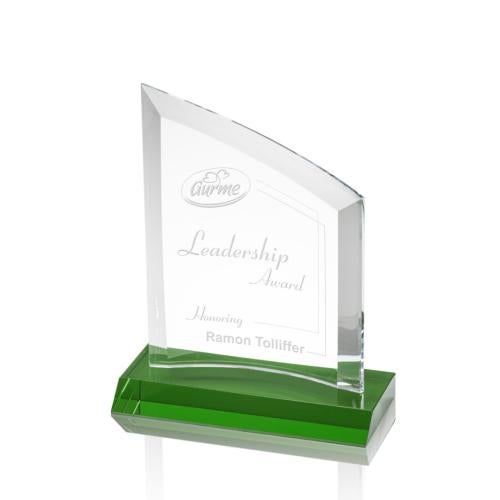 Awards and Trophies - Crystal Awards - Templar Green  Peaks Crystal Award