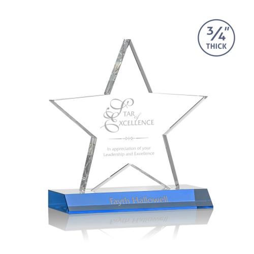 Awards and Trophies - Crystal Awards - Chippendale Sky Blue Star Crystal Award