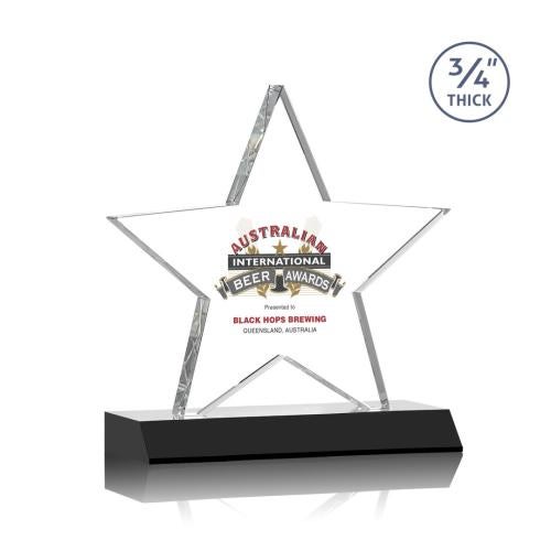 Awards and Trophies - Crystal Awards - Chippendale Full Color Black Star Crystal Award