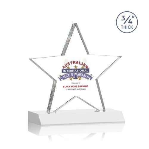 Awards and Trophies - Crystal Awards - Chippendale Full Color White  Star Crystal Award