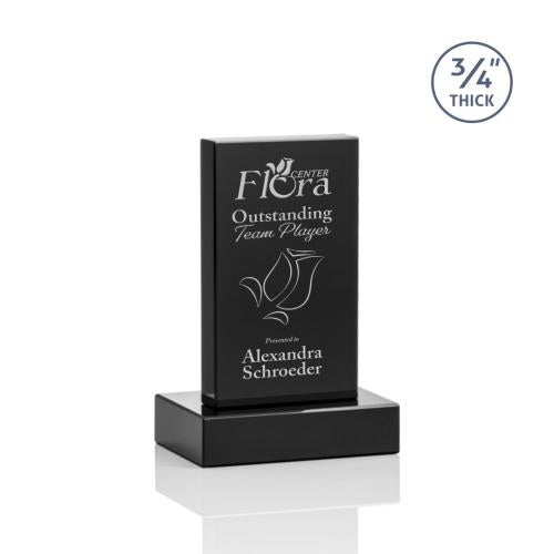 Awards and Trophies - Crystal Awards - Hathaway Black  Rectangle Crystal Award