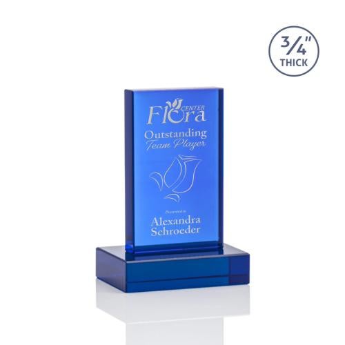 Awards and Trophies - Crystal Awards - Hathaway Blue Rectangle Crystal Award