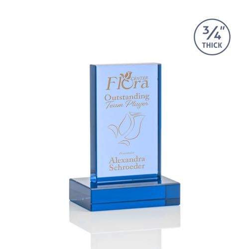 Awards and Trophies - Crystal Awards - Hathaway Sky Blue Rectangle Crystal Award