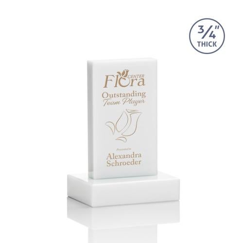 Awards and Trophies - Crystal Awards - Hathaway White  Rectangle Crystal Award