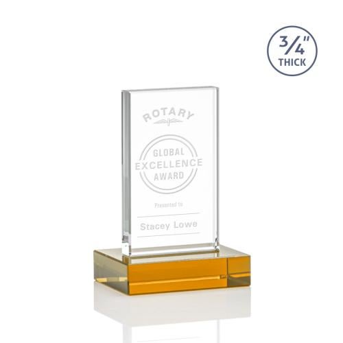 Awards and Trophies - Crystal Awards - Holmes Amber Rectangle Crystal Award