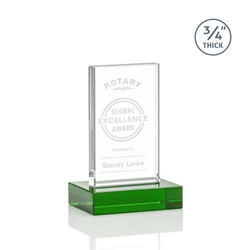 Awards and Trophies - Crystal Awards - Holmes Green Rectangle Crystal Award