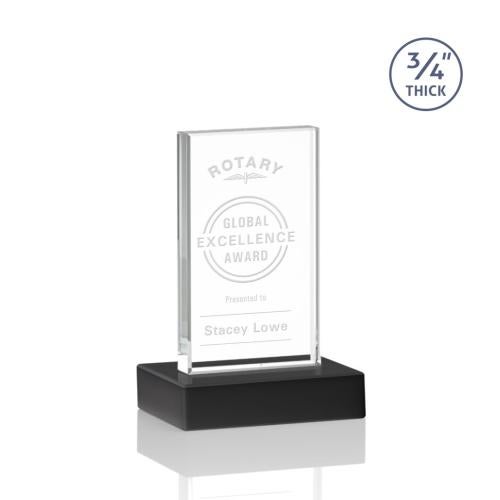 Awards and Trophies - Crystal Awards - Holmes Black Rectangle Crystal Award