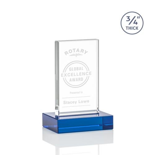 Awards and Trophies - Crystal Awards - Holmes Blue  Rectangle Crystal Award