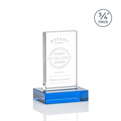 Awards and Trophies - Crystal Awards - Holmes Sky Blue Rectangle Crystal Award