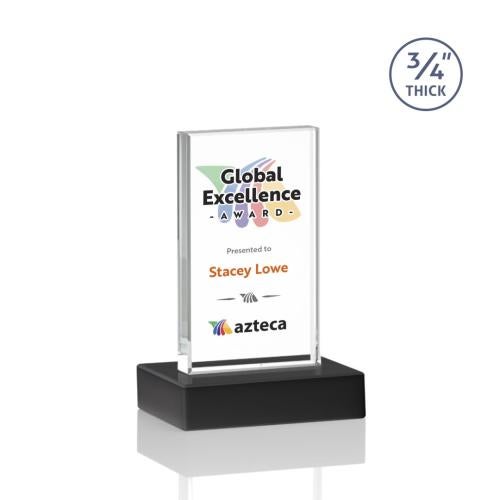 Awards and Trophies - Crystal Awards - Holmes Full Color Black  Rectangle Crystal Award