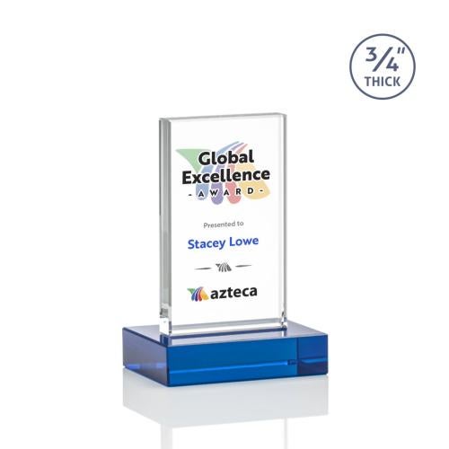 Awards and Trophies - Crystal Awards - Holmes Full Color Blue  Rectangle Crystal Award