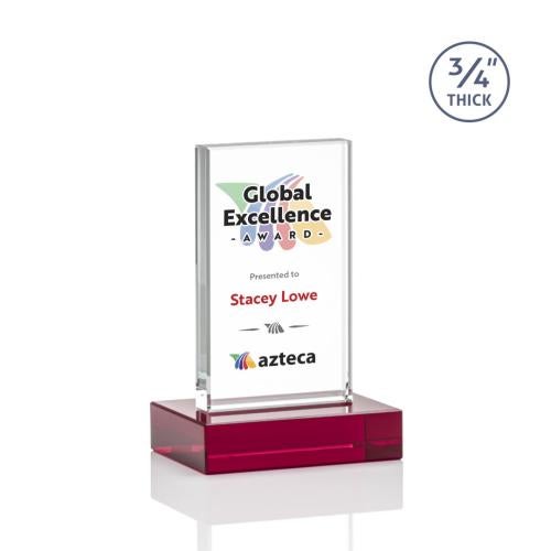 Awards and Trophies - Crystal Awards - Holmes Full Color Red Rectangle Crystal Award