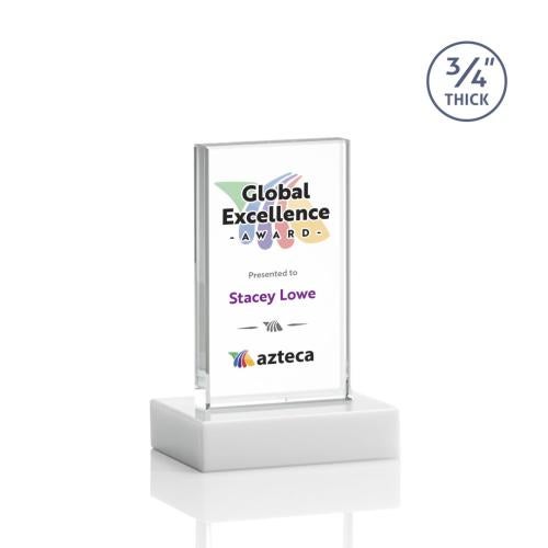 Awards and Trophies - Crystal Awards - Holmes Full Color White Rectangle Crystal Award