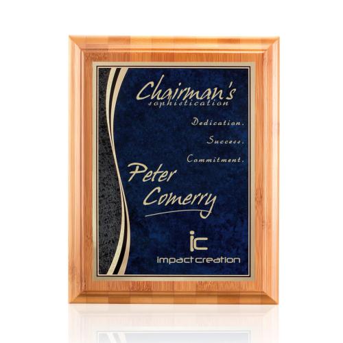 Awards and Trophies - Plaque Awards - Bamboo/Finch - Blue 