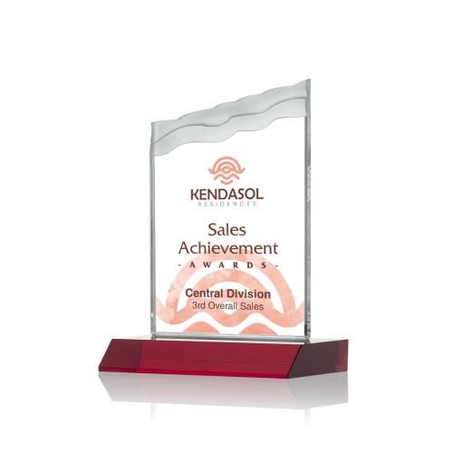 Awards and Trophies - Full Color Imprint - Oakwood Full Color Red Peaks Crystal Award