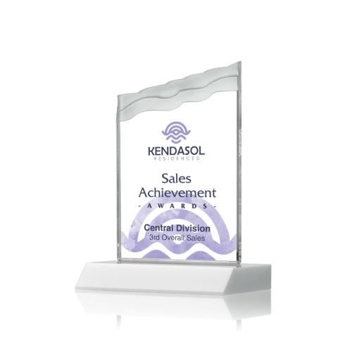 Awards and Trophies - Full Color Imprint - Oakwood Full Color White Peaks Crystal Award