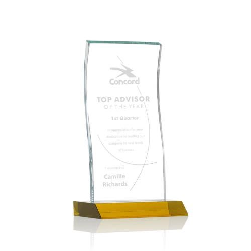 Awards and Trophies - Crystal Awards - Edmonton Amber Rectangle Crystal Award