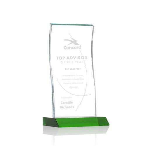 Awards and Trophies - Crystal Awards - Edmonton Green  Rectangle Crystal Award
