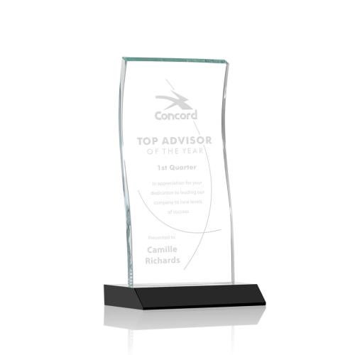 Awards and Trophies - Crystal Awards - Edmonton Black Rectangle Crystal Award