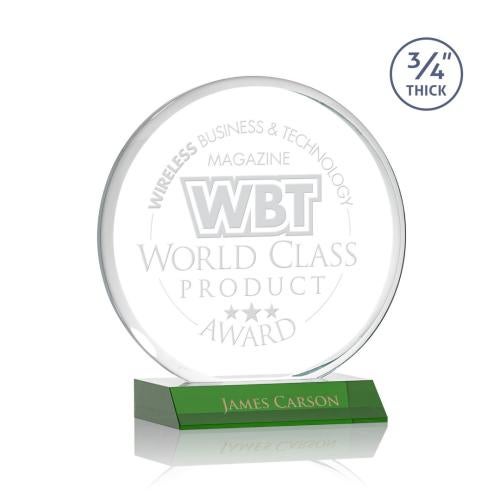 Awards and Trophies - Crystal Awards - Blackpool Green  Circle Crystal Award