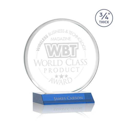 Awards and Trophies - Crystal Awards - Blackpool Sky Blue Circle Crystal Award