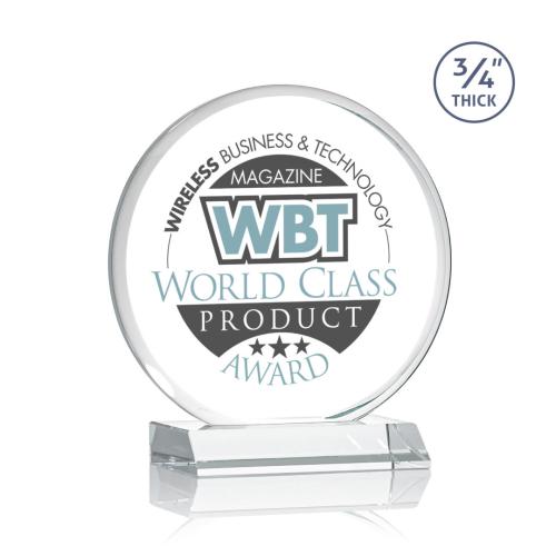 Awards and Trophies - Full Color Imprint - Blackpool Full Color Clear Circle Crystal Award