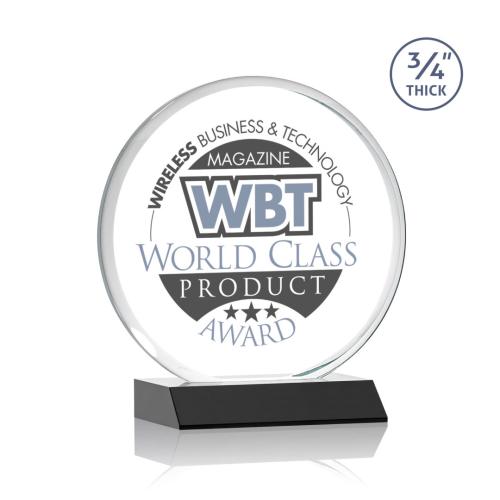 Awards and Trophies - Full Color Imprint - Blackpool Full Color Black Circle Crystal Award